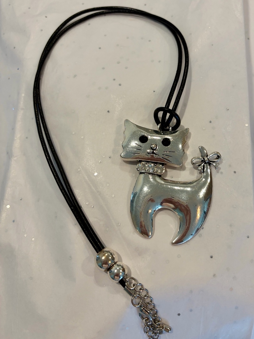 Silver Cat Pendant Necklace for Cats Lovers - Silver